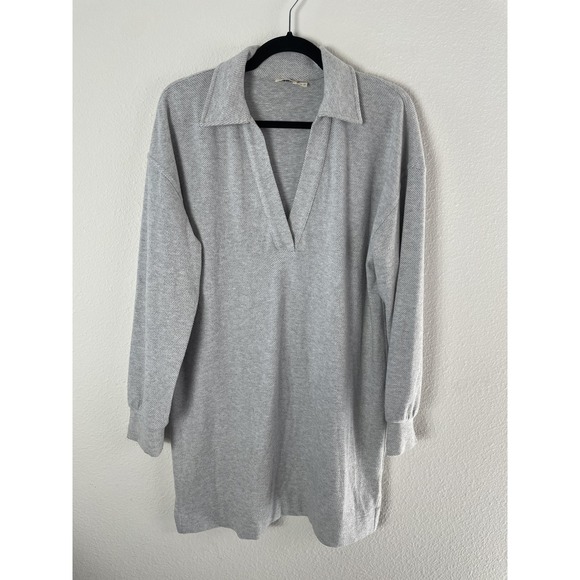 Faherty Tops - Faherty Polo Tunic Top‎ Womens Small Gray Soft Knit Collared Long Sleeve Shirt